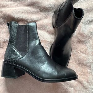 Dolce Vita Black Chelsea Ankle Boots with Block Heel